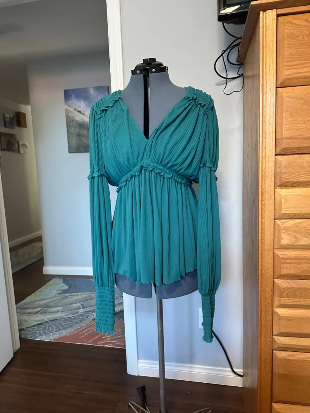 Free People Day Dreaming Top Teal NWOT